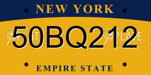 50BQ212 New York License Plate