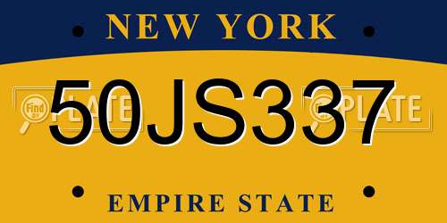 50JS337 New York License Plate