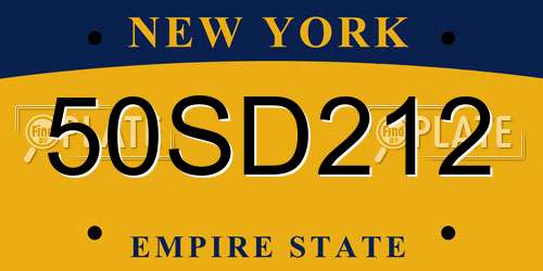 50SD212 New York License Plate