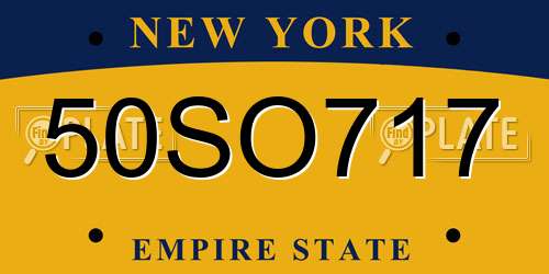 50SO717 New York License Plate
