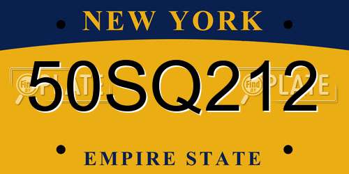 50SQ212 New York License Plate