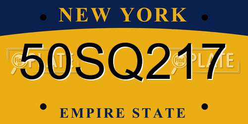 50SQ217 New York License Plate