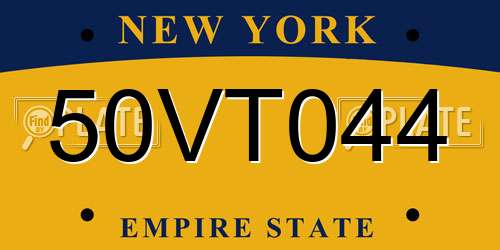50VT044 New York License Plate