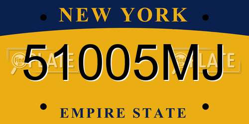 51005MJ New York License Plate