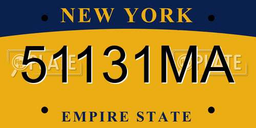 51131MA New York License Plate