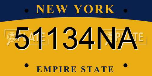 51134NA New York License Plate