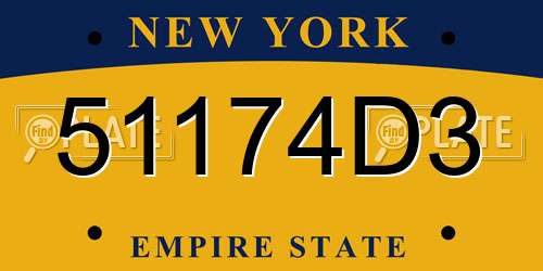 51174D3 New York License Plate