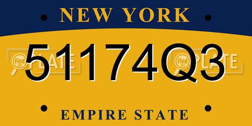 51174Q3 New York License Plate