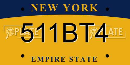 511BT4 New York License Plate