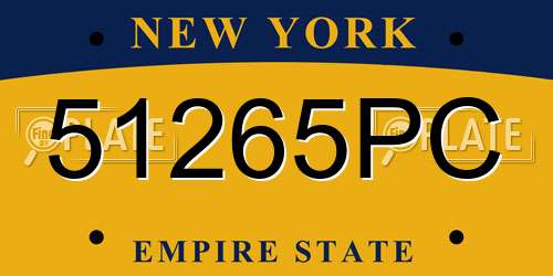 51265PC New York License Plate