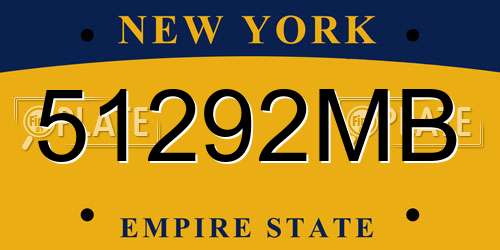 51292MB New York License Plate