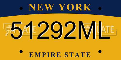 51292ML New York License Plate