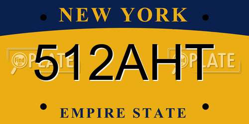 512AHT New York License Plate