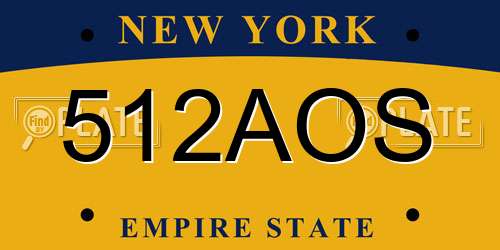512AOS New York License Plate