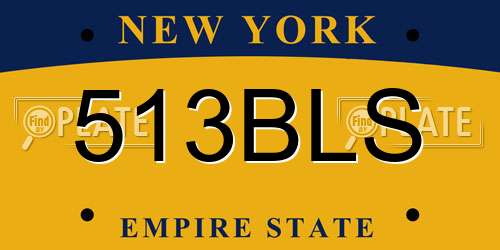 513BLS New York License Plate