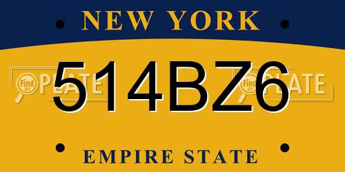 514BZ6 New York License Plate