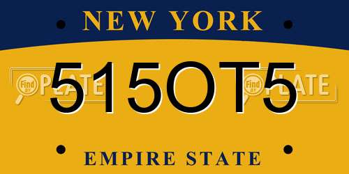 515OT5 New York License Plate