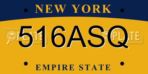 516ASQ New York License Plate