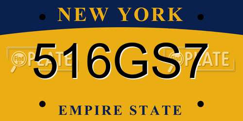 516GS7 New York License Plate
