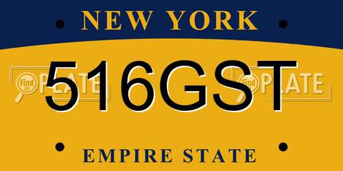 516GST New York License Plate