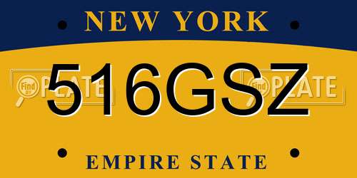 516GSZ New York License Plate