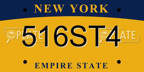 516ST4 New York License Plate