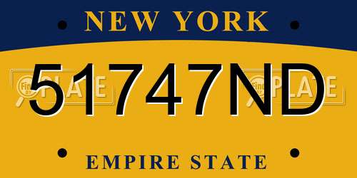 51747ND New York License Plate