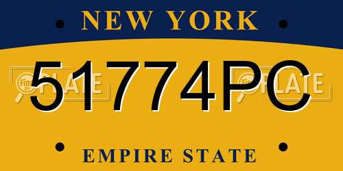 51774PC New York License Plate