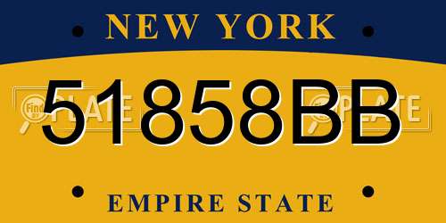 51858BB New York License Plate