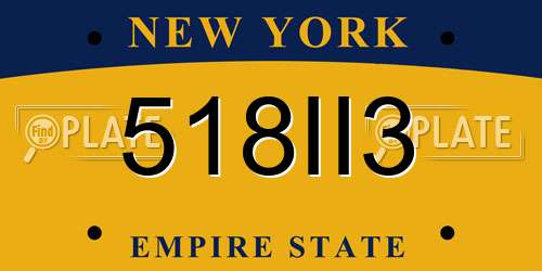 518II3 New York License Plate