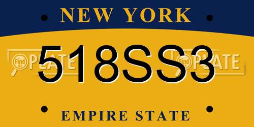 518SS3 New York License Plate