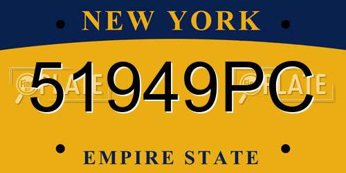 51949PC New York License Plate