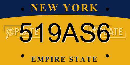 519AS6 New York License Plate