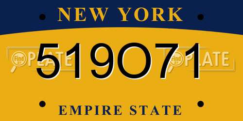 519O71 New York License Plate