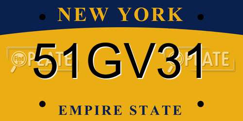 51GV31 New York License Plate