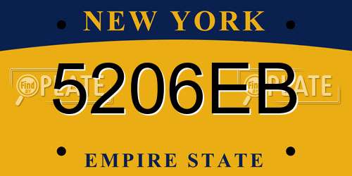 5206EB New York License Plate