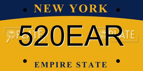520EAR New York License Plate