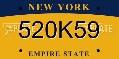 520K59 New York License Plate