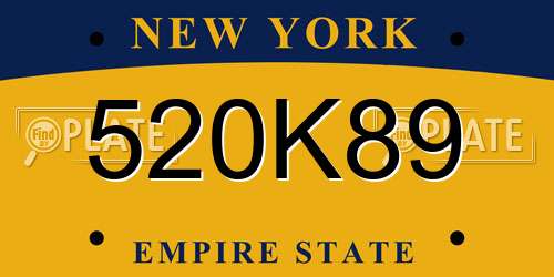 520K89 New York License Plate