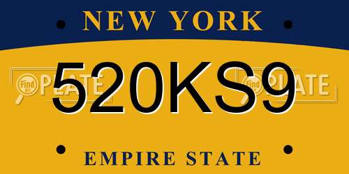 520KS9 New York License Plate
