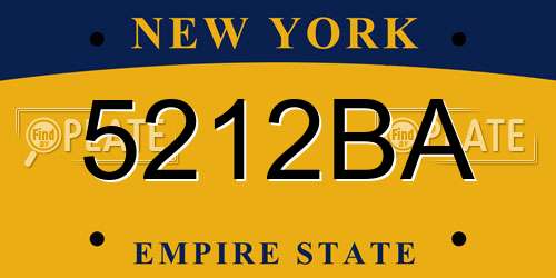 5212BA New York License Plate