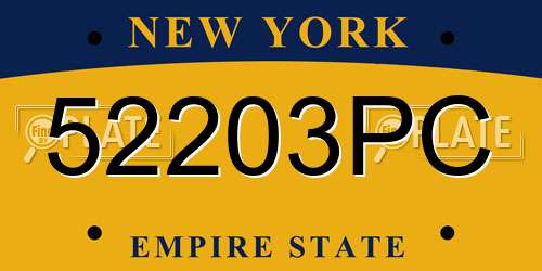 52203PC New York License Plate