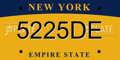 5225DE New York License Plate