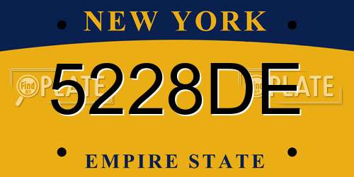 5228DE New York License Plate