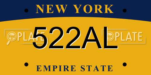 522AL New York License Plate