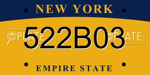 522B03 New York License Plate