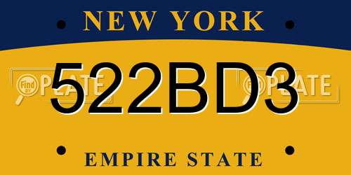 522BD3 New York License Plate