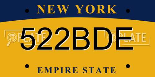 522BDE New York License Plate