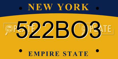 522BO3 New York License Plate