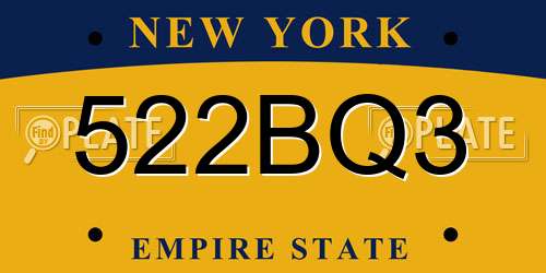 522BQ3 New York License Plate